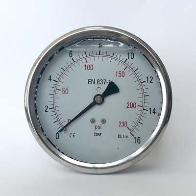 100mm indicateur de pression rempli de liquide de boîtier en acier inoxydable antisismique de manomètre de 230 livres par pouce carré